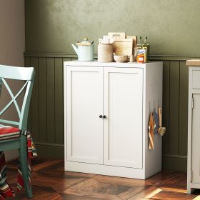 34.6" White Metal Pantry Cabinet with Adjustable Shelves - Freestanding Kitchen Storage Organizer with Easy-Grip Handles, Assembly Required