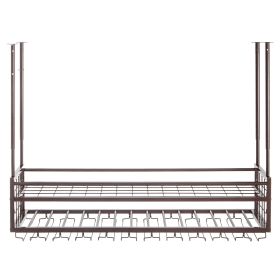 Ceiling Wine Glass Rack, 46.9 x 11.8 inch Hanging Wine Glass Rack, 18.9-35.8 inch Height Adjustable Hanging Wine Rack Cabinet